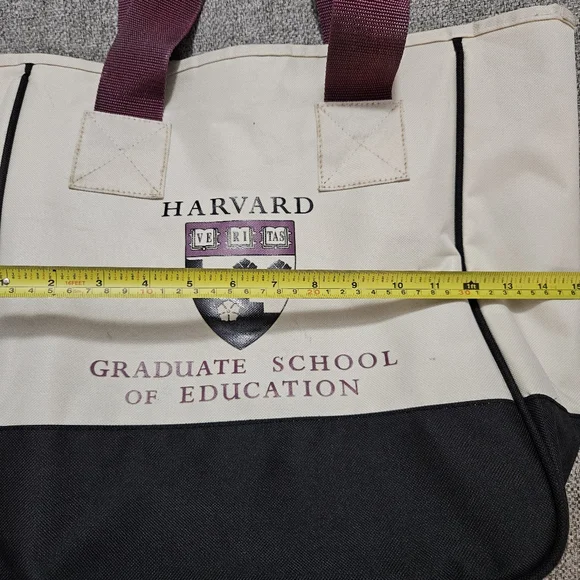 Harvard Vinyl Canvas Tote Two Tone Laege BLACK/BURGANDY/CREAM - Picture 9 of 12
